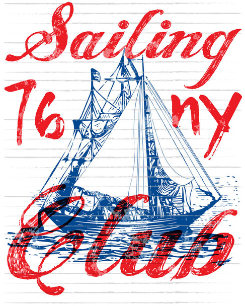 Sailing club tee poster graphic  - Vector, Imagen