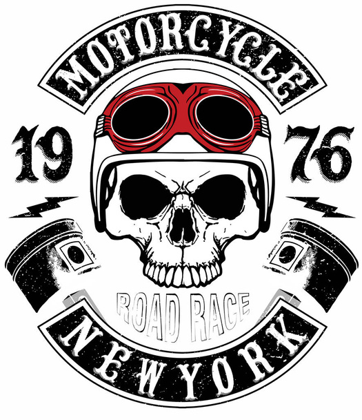スカル T シャツ バイクのロゴのグラフィック デザイン - ベクター画像