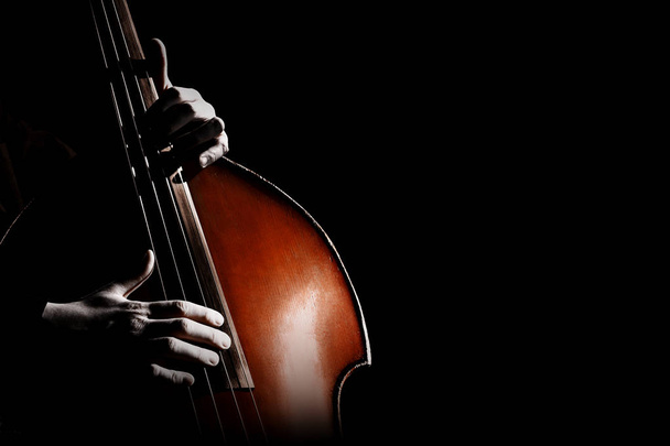 Double bass. Hands playing contrabass player - Foto, immagini