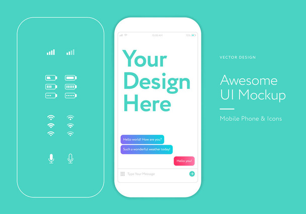 Kit UI - maquette d'application de téléphone portable blanc avec icônes
 - Vecteur, image
