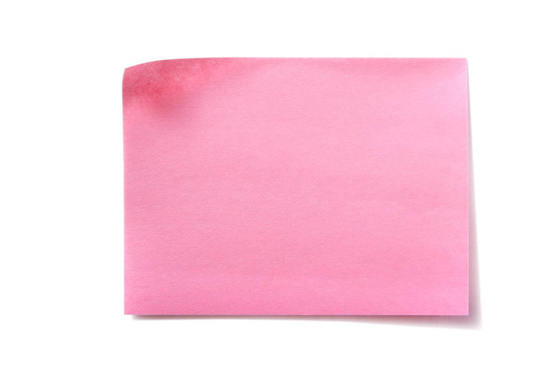 One pink sticky post note isolated white background - Foto, Imagem
