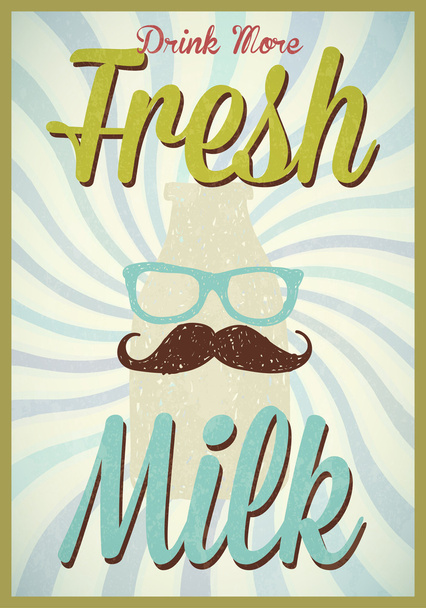Vintage melk poster typografie vectorillustratie - Vector, afbeelding
