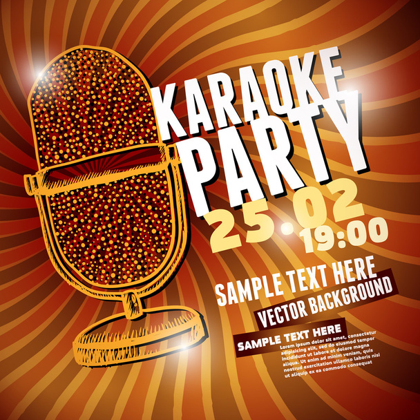 afiş için karaoke partileri retro mikrofon ile - Vektör, Görsel