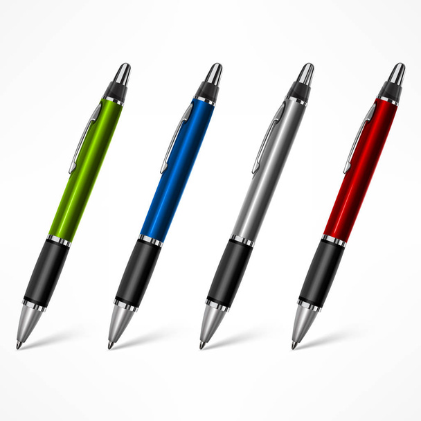 Set of colored pens on white - Vetor, Imagem