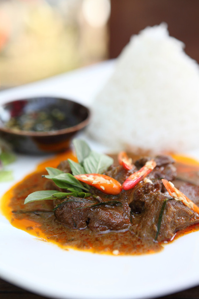 comida tailandesa mussaman curry con arroz
 - Foto, imagen