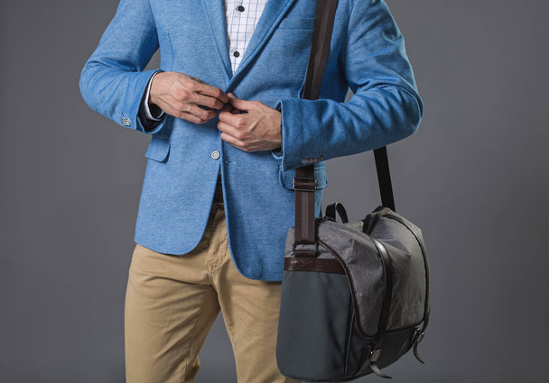 Stylish man going with brief-bag - Valokuva, kuva