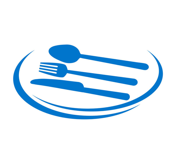 restaurante ícone design saboroso comer com prato, garfo, colher e kni
 - Vetor, Imagem