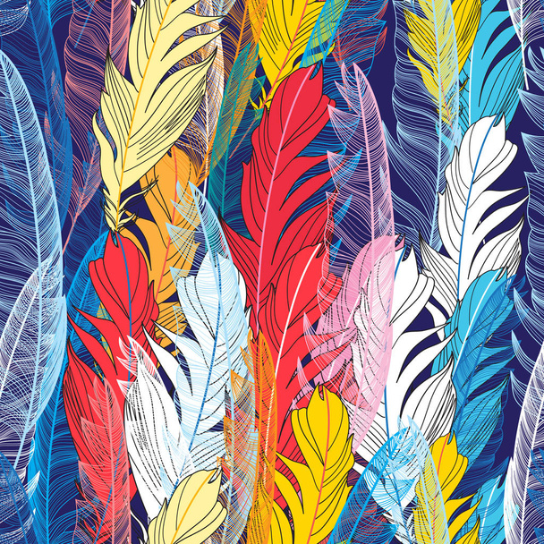 Graphic pattern multicolored feathers - Vektör, Görsel