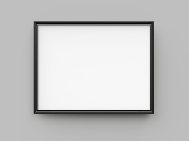Zwarte fotolijst, 3d render dun frame met lege ruimte voor decoratieve toepassingen - Foto, afbeelding