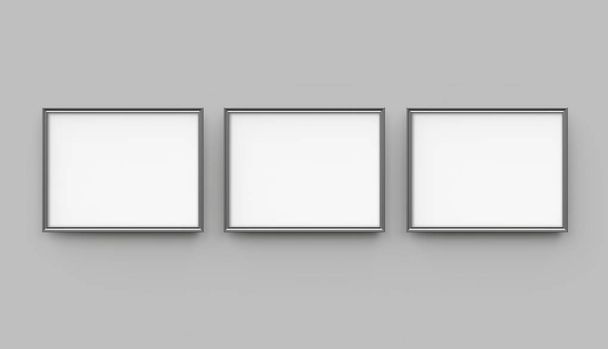 Šedý rámeček, 3d vykreslení tenké rámečky kolekce prázdný prostor pro dekorativní účely - Fotografie, Obrázek