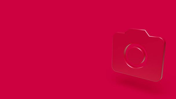 Icono 3D de cámara aislada sobre fondo rojo
. - Foto, Imagen