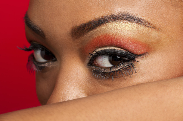 close up of females eye wearing make up - Foto, immagini
