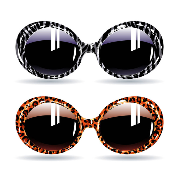 ρετρό γυαλιά ηλίου με ζωική όψη Ζέβρας και λεοπάρδαλης - Διάνυσμα, εικόνα