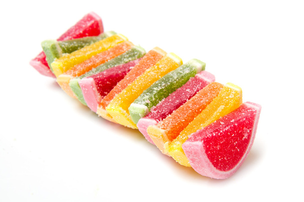 Colorful fruit jelly candies isolated on white - Fotografie, Obrázek
