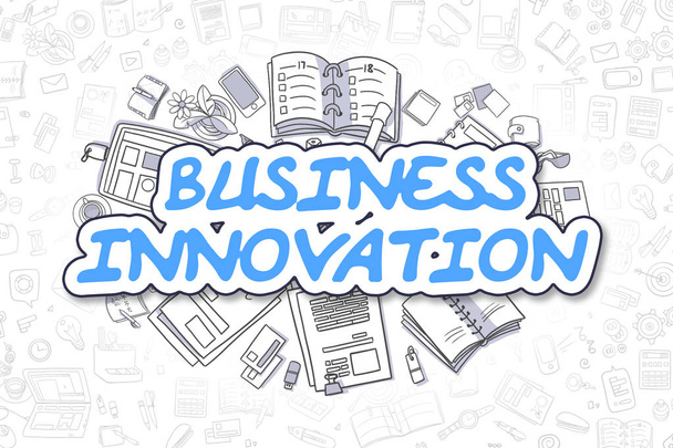 Inovação empresarial - Doodle Blue Word. Conceito de negócio
. - Foto, Imagem
