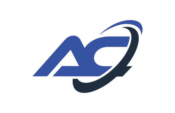 AC Logo Swoosh Ellipse Blue Letter Vector Concept  - Vector, Image