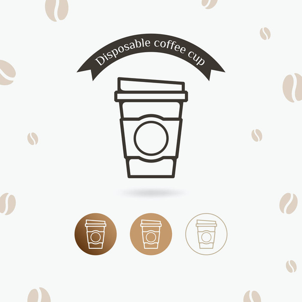Ikona pohár kávu na jedno použití. Odnést šálek kávy, káva s sebou - Vektor, obrázek