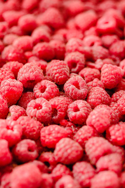 Fresh raspberry and basil background closeup photo.Detox diet fo - Photo, image