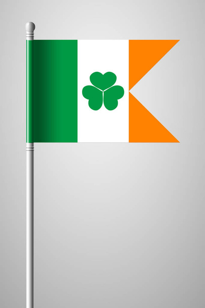 Flaga Irlandii z Shamrock. Flaga narodowa na maszt. Na białym tle  - Wektor, obraz