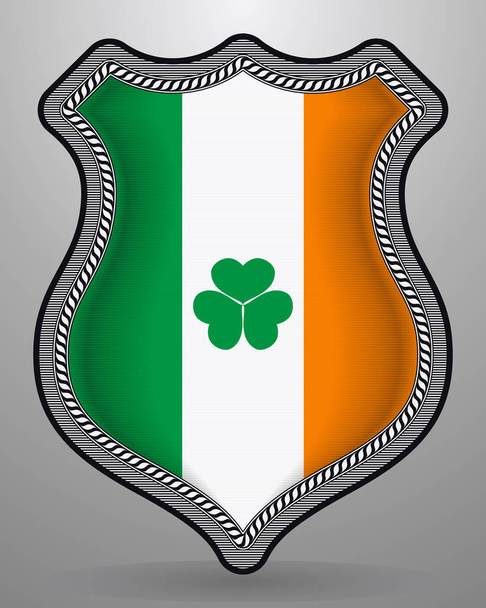 Bandera de Irlanda con Shamrock. Insignia de Vector e Icono
 - Vector, Imagen