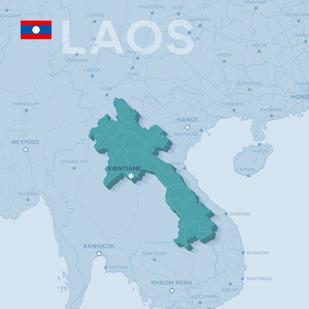 Verctor Χάρτης των πόλεων και των δρόμων στο Λάος. - Διάνυσμα, εικόνα
