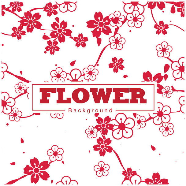 Flower White And Red Sakura Pattern Background Vector Image - Vector, Image