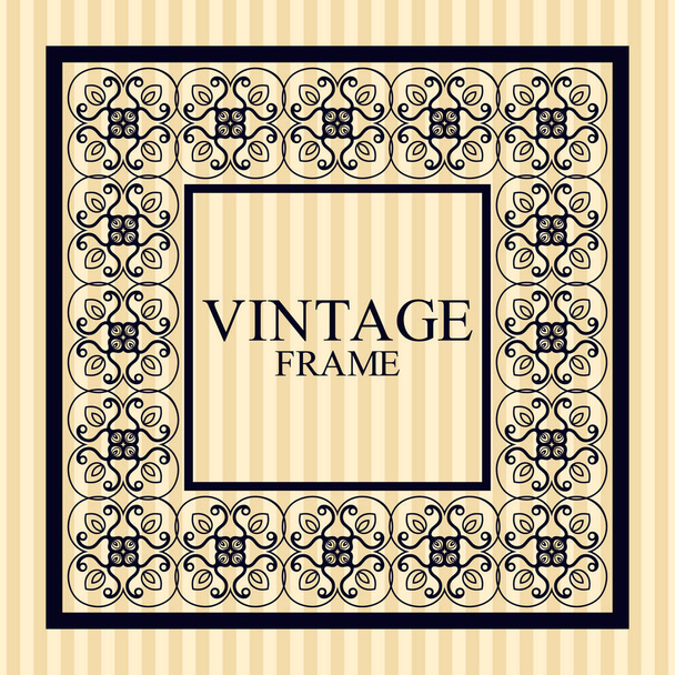 Vintage border frame with retro ornamental pattern. Template for design. Vector illustration - Vector, Image