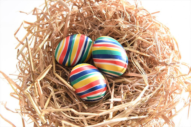 uova di Pasqua su nido isolato sfondo bianco
 - Foto, immagini