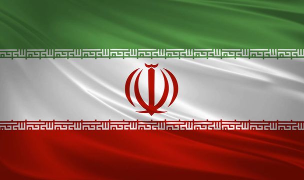 Ιράν σημαία ανατίναξη στον άνεμο. Υφή φόντου. 3D rendering, κυματίζει σημαία. - Φωτογραφία, εικόνα