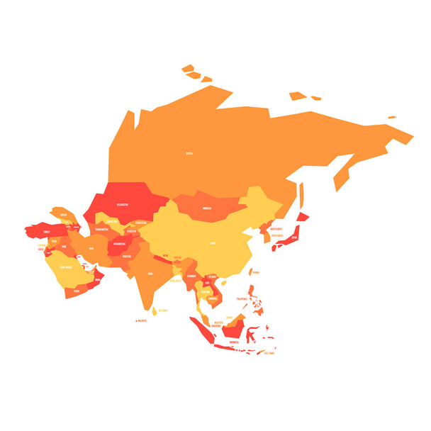 アジアの非常に単純なベクトルの地理的政治地図 - ベクター画像