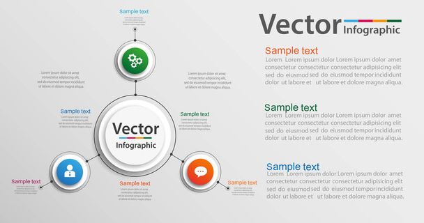 Infographic design template can be used for workflow layout, diagram, number options, web design. Infographic business concept with 3 options, parts, steps or processes. Vector eps 10 - Vector, imagen