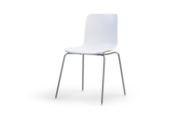 Moderní bílé židle. Chrome základnu. 3D vykreslování - Fotografie, Obrázek