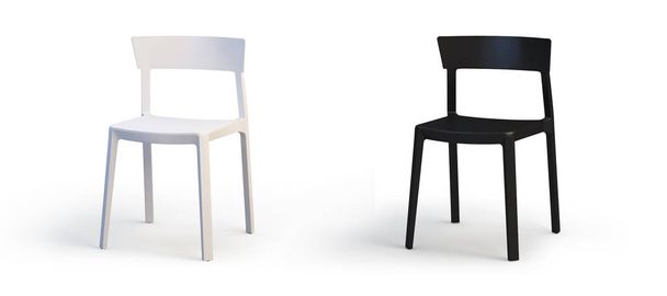 モダンな白と黒の椅子。3 d のレンダリング - 写真・画像