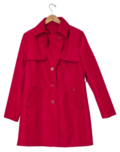 roter Regenmantel auf einem Kleiderbügel - Foto, Bild