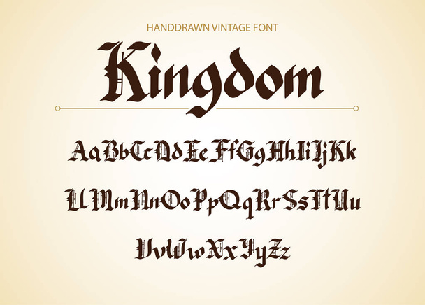Blackletter gothic script hand-drawn font. - Vector, Image
