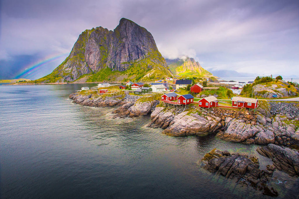 Νορβηγία. Νησιά Lofoten. Το διάσημο προορισμό στον Νορβηγία Reine χωριό. - Φωτογραφία, εικόνα