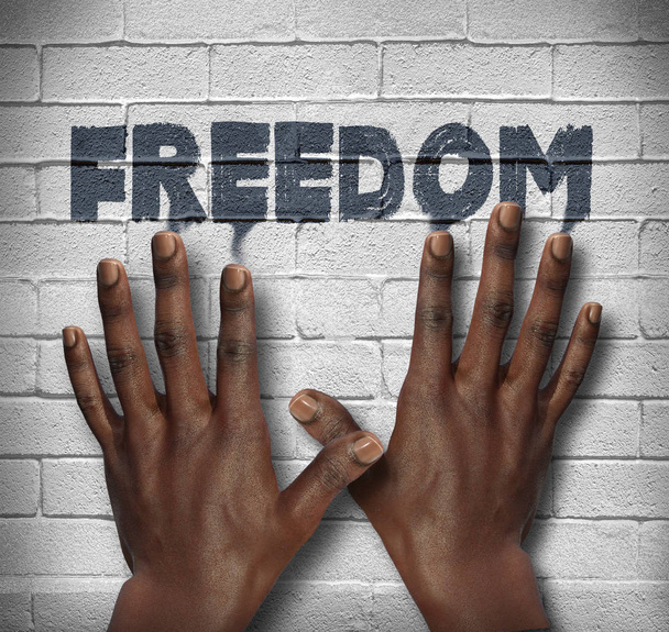Africké ruce na zeď s textem svoboda - Fotografie, Obrázek