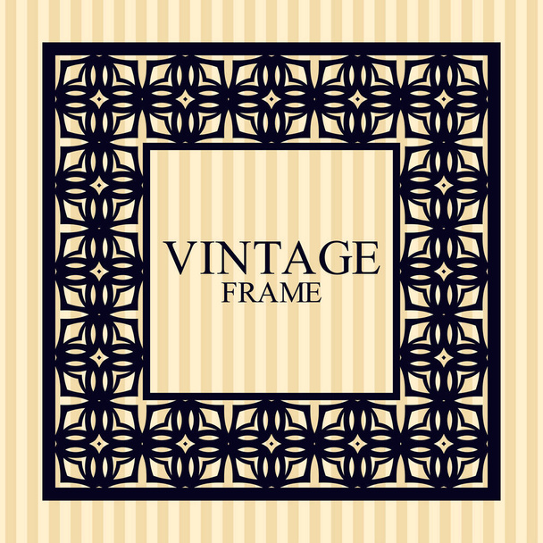 Vintage border frame with retro ornamental pattern. Template for design. Vector illustration - Vector, Image