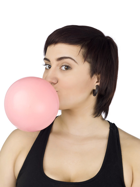 girl blowing bubble - Photo, image