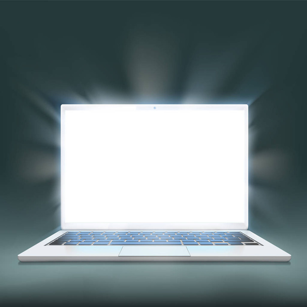 White laptop. Digital device screen with copy space. Stock vector illustration. - Вектор,изображение