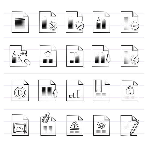 Different types of Document icons - vector icon set - Вектор,изображение