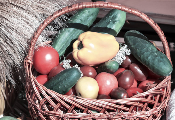 Wicker basket with vegetables. - Photo, Image