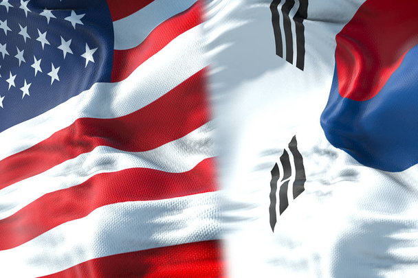 Halb Flagge der Vereinigten Staaten von Amerika und halb südkoreanische Flagge - Foto, Bild