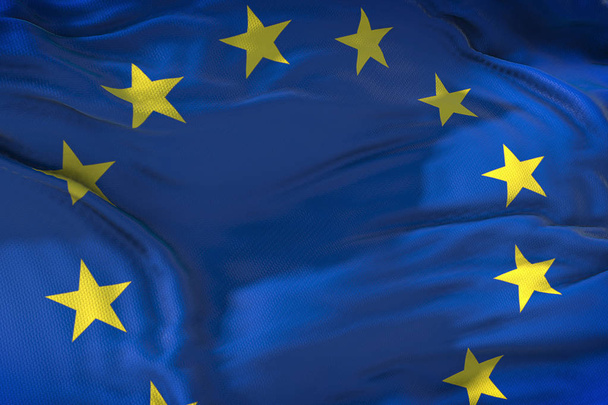 EU flag, euro flag, flag of european union waving, yellow star o - Фото, зображення
