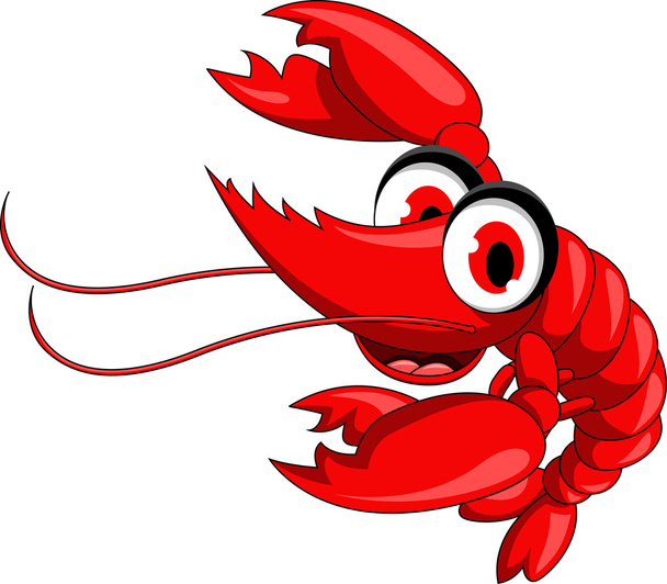 Desenhos animados de camarão vermelho engraçado
 - Vetor, Imagem