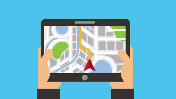 Tablet harita navigasyon yol hedef holding eller - Video, Çekim