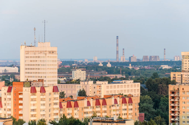 Minsk, Belarus - August 16, 2017: View from the Ferris wheel in Minsk Central City Park - 写真・画像