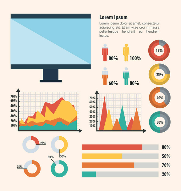 technologii i biznesu infografiki szablon ikony - Wektor, obraz