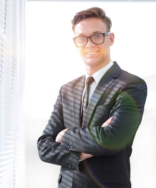 portrait of serious businessman with glasses - 写真・画像