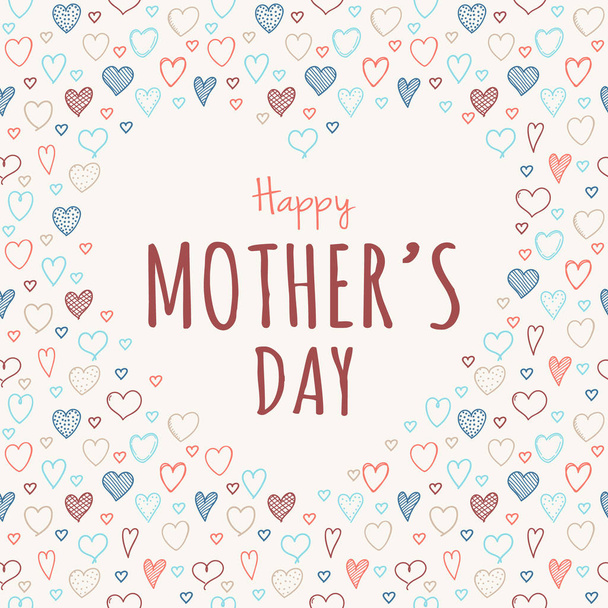 Mother's Day - concept of a card with cute hand drawn hearts. Vector. - Vektor, obrázek